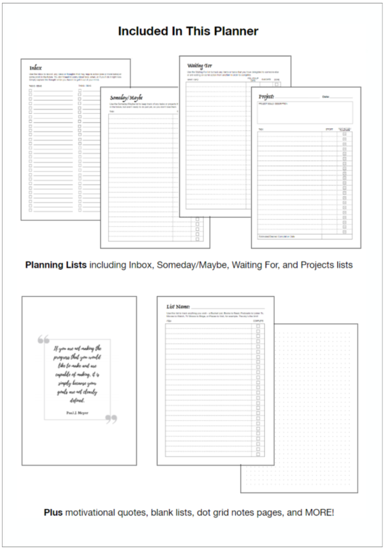 Wendy Neal Design - Organize Your Mind Planner - What's Included